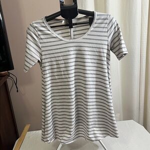 LuLaRoe Classic Gray and White Striped Tee